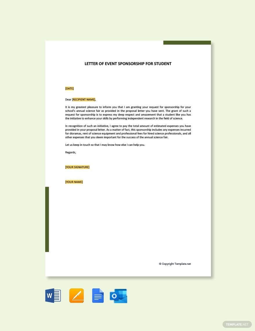Letter of Event Sponsorship For Student Template