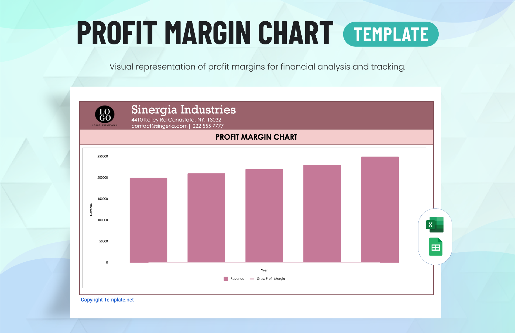 Profit Margin Chart Template in Excel, Google Sheets