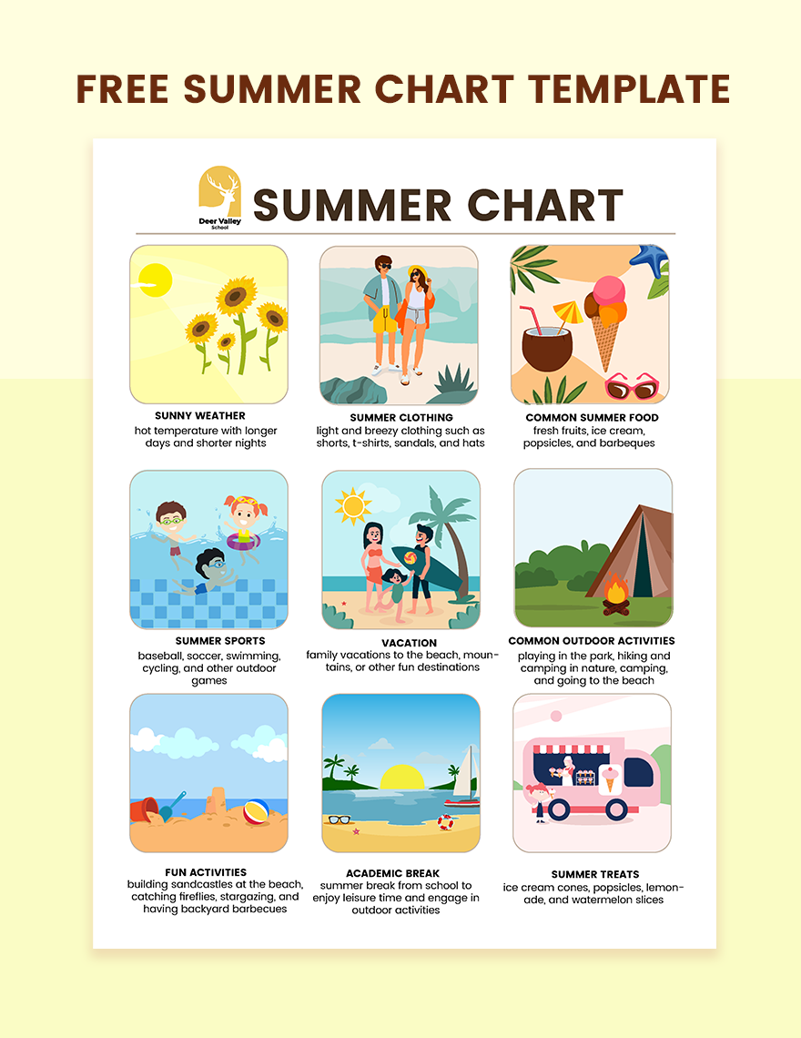 Free Summer Chart Template in Word, Google Docs, PDF, Illustrator, PSD