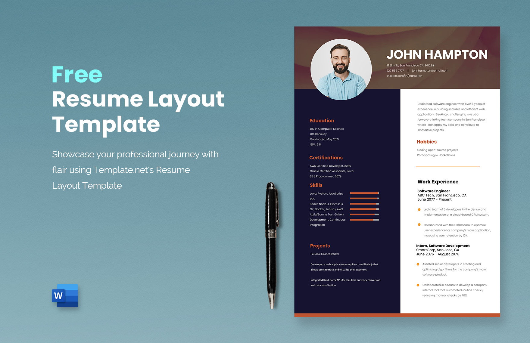 Free Resume Layout Template in Word