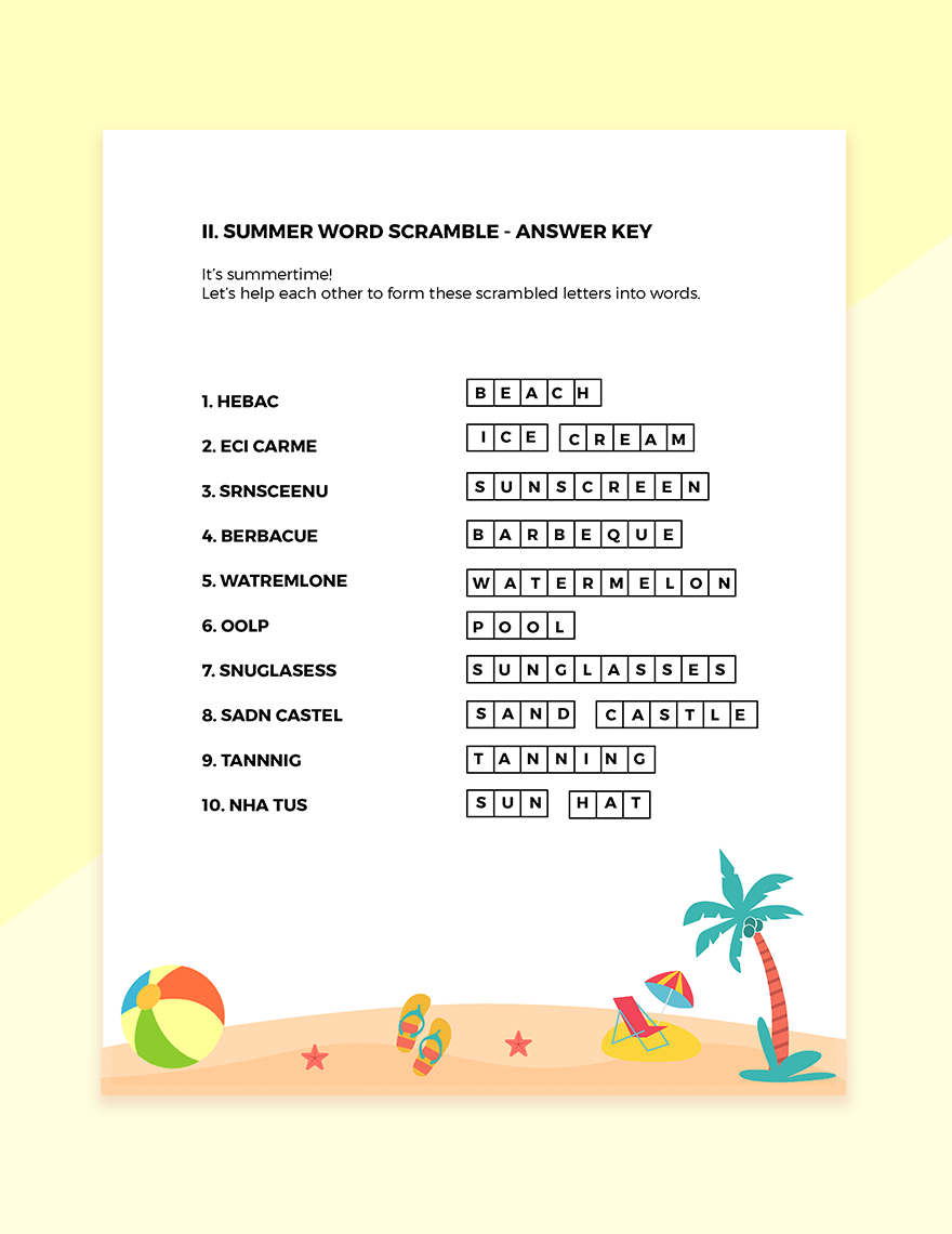Free Summer Puzzle Template to Edit Online