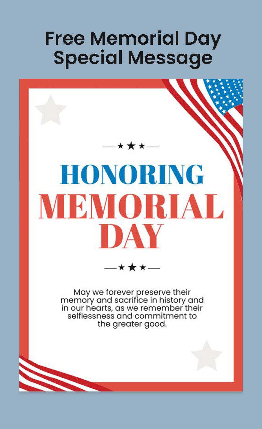 Memorial Day Special Message