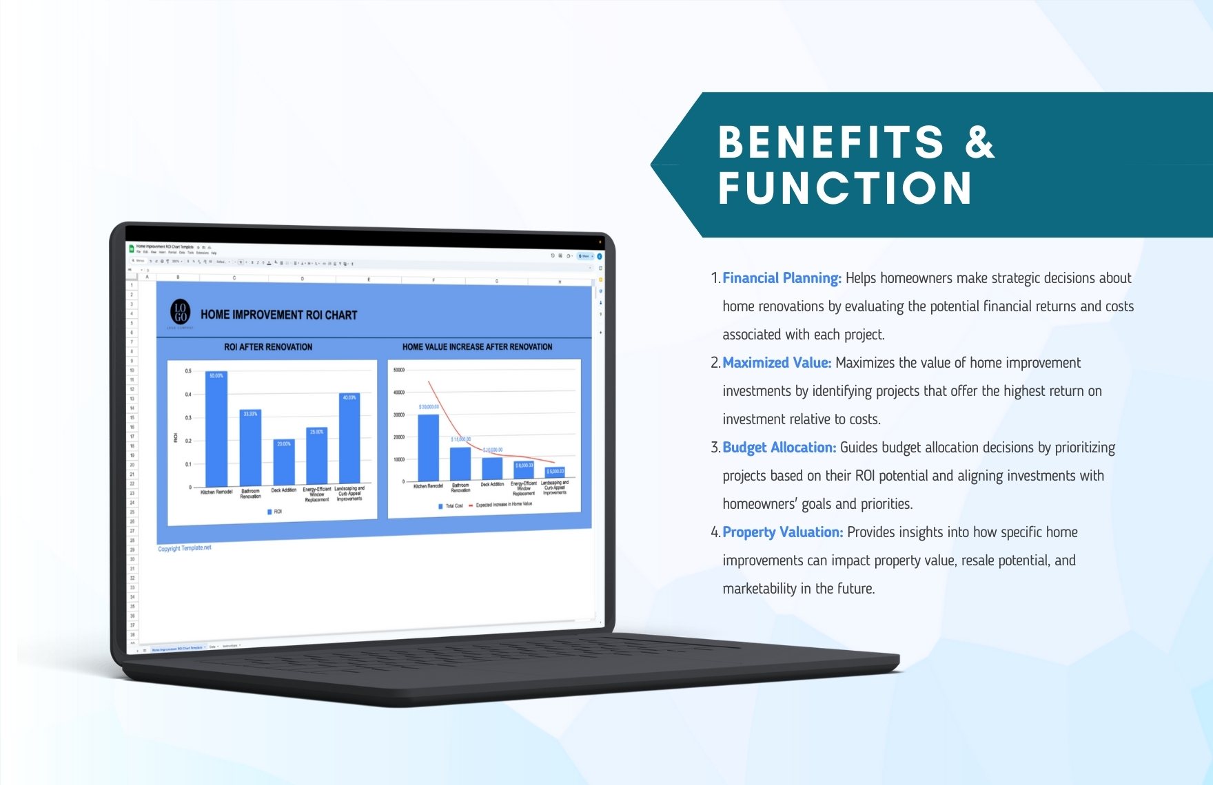Home Improvement ROI Chart Template in Excel, Google Sheets Download
