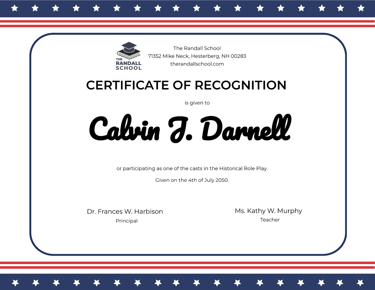 July 4th Certificate Template