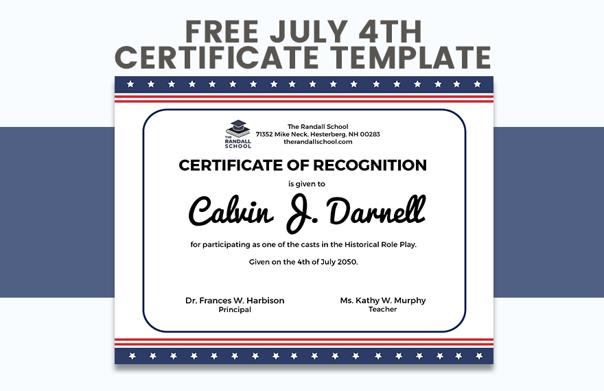 July 4th Certificate