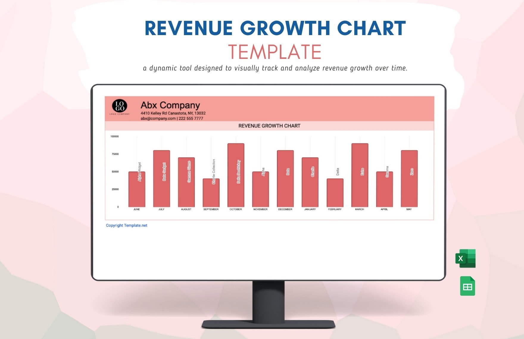 Revenue Growth Chart Template in Excel, Google Sheets
