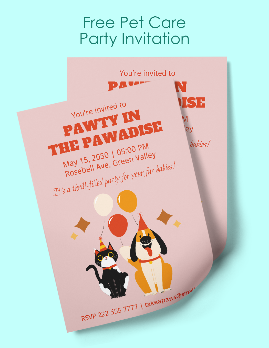 Pet Care Party Invitation in Illustrator, Word, PSD, Google Docs - Download | Template.net