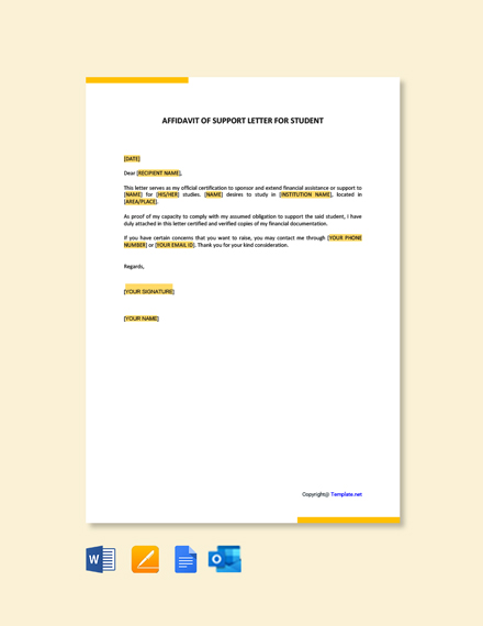 free affidavit of support letter template word google