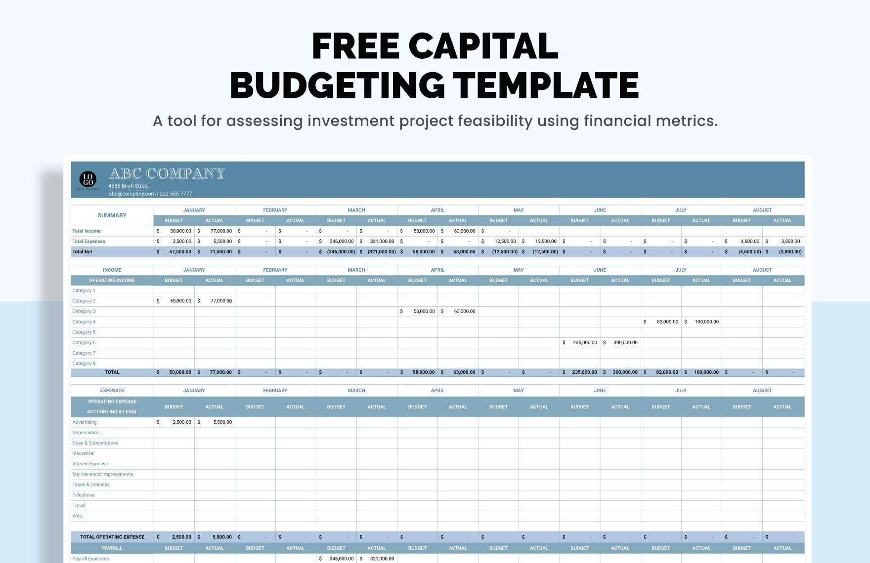 Capital Budgeting Template
