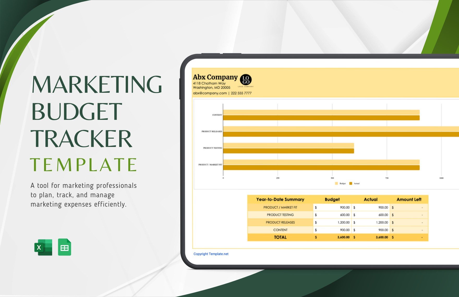Free Marketing Budget Tracker Template in Excel, Google Sheets