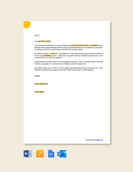 Resignation Letter Template for Personal Reason [Free PDF] - Google ...