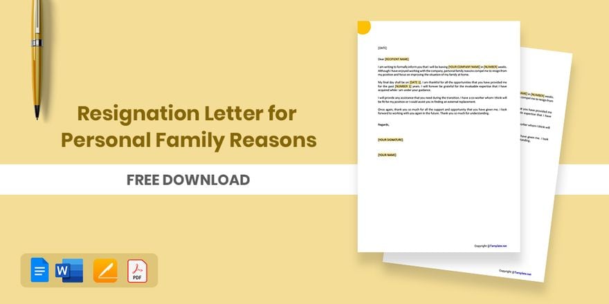 Resignation Letter for Personal Family Reasons