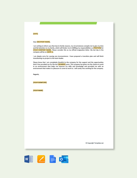 Free Leave of Absence Letter for Family Reasons Template - Google Docs ...