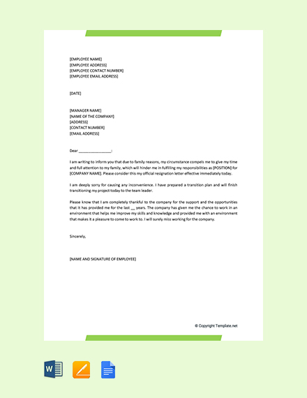 158+ FREE Resignation Letter Templates - PDF | Word | Google Docs ...
