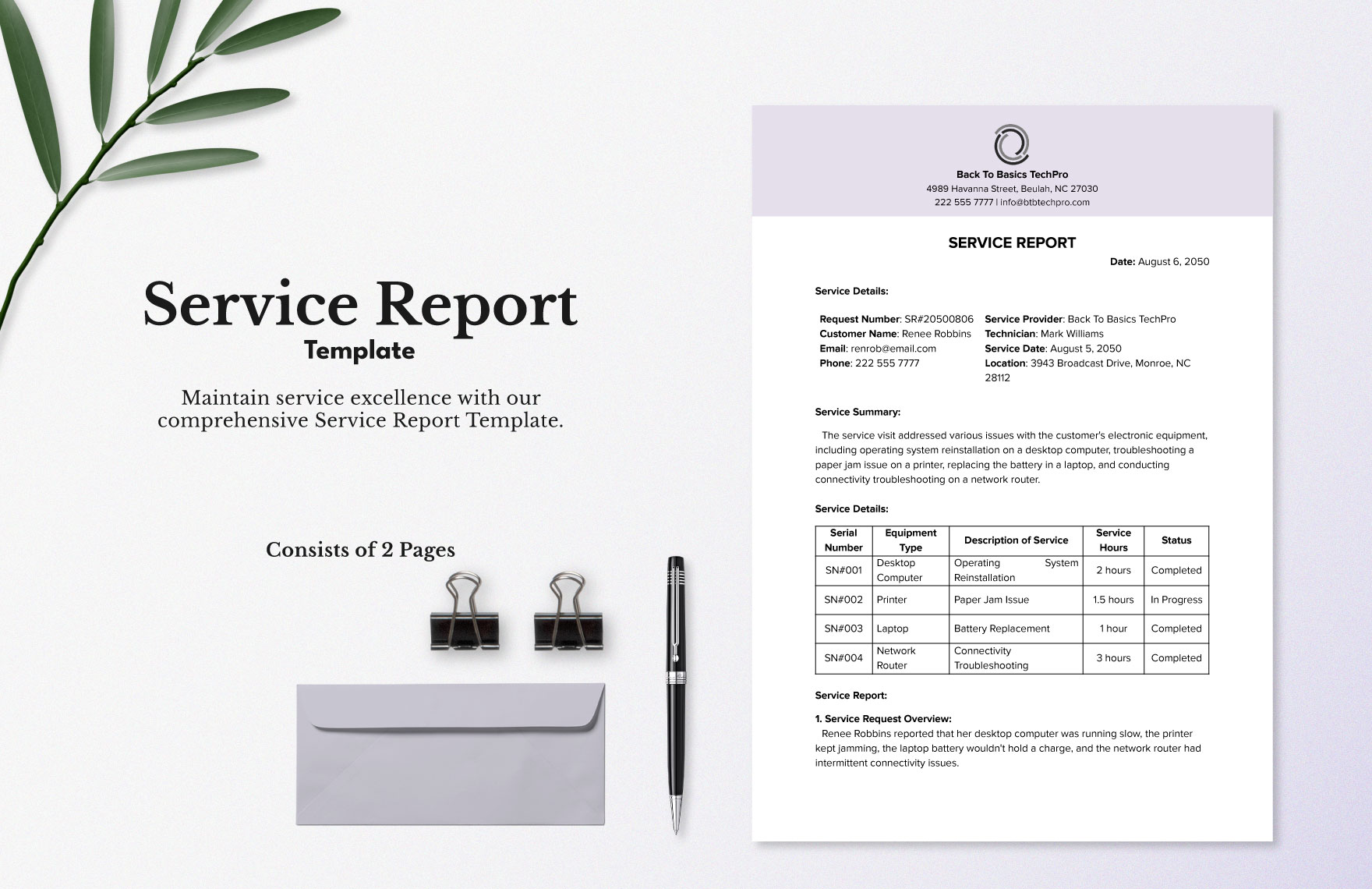 Service Report Template in Word, PDF, Google Docs - Download | Template.net