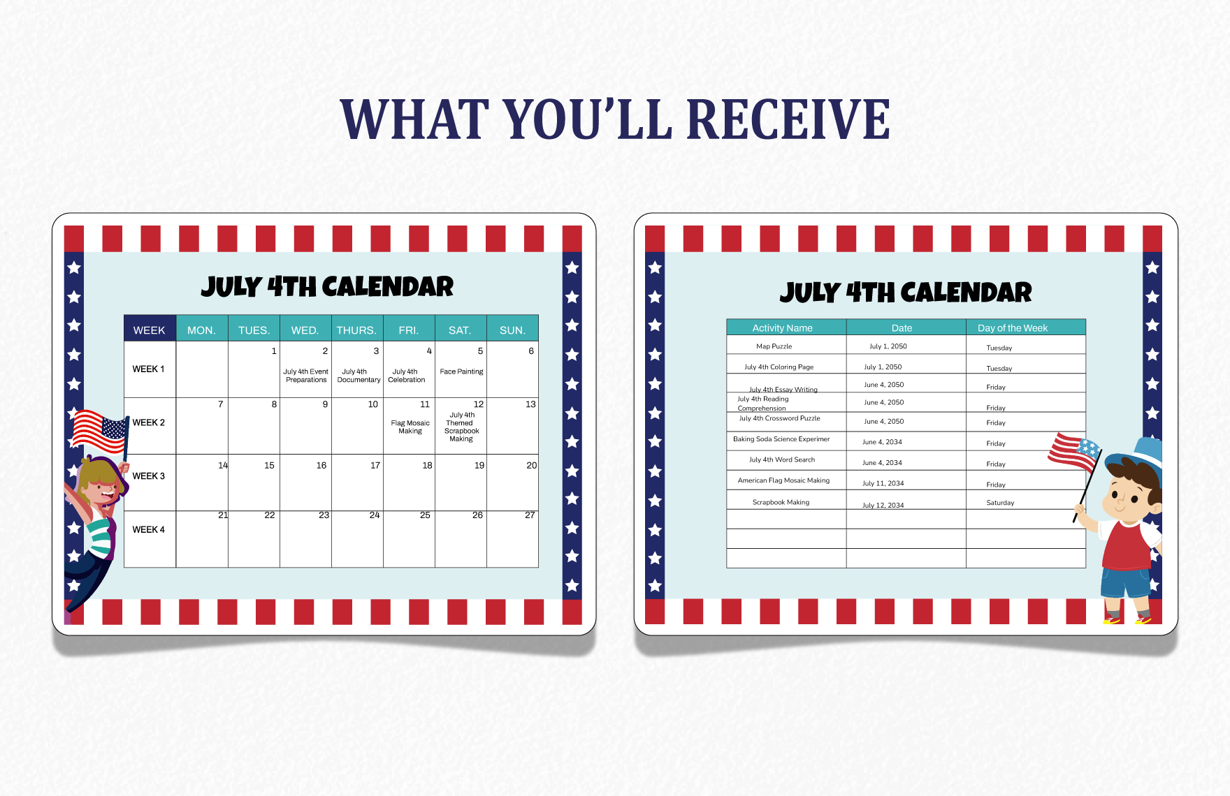 July 4th Calendar