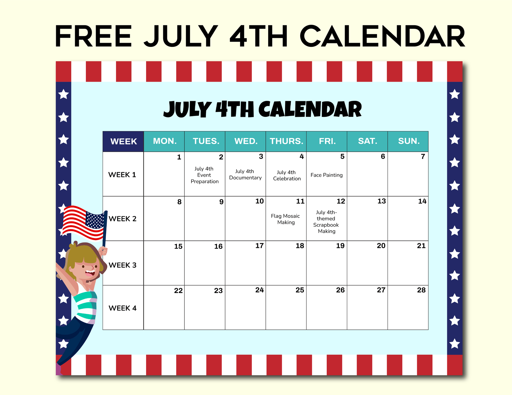 July 4th Calendar