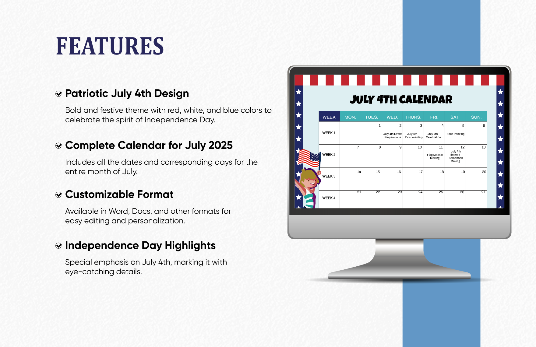 July 4th Calendar