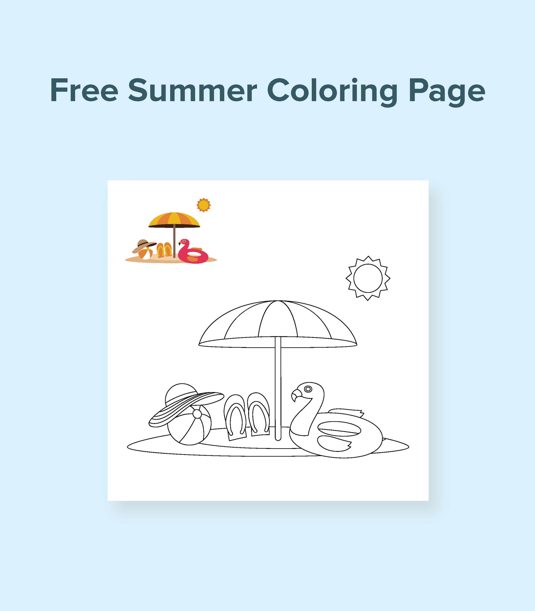 Free Summer Coloring Page in Illustrator, PSD, EPS, SVG, JPG, PNG