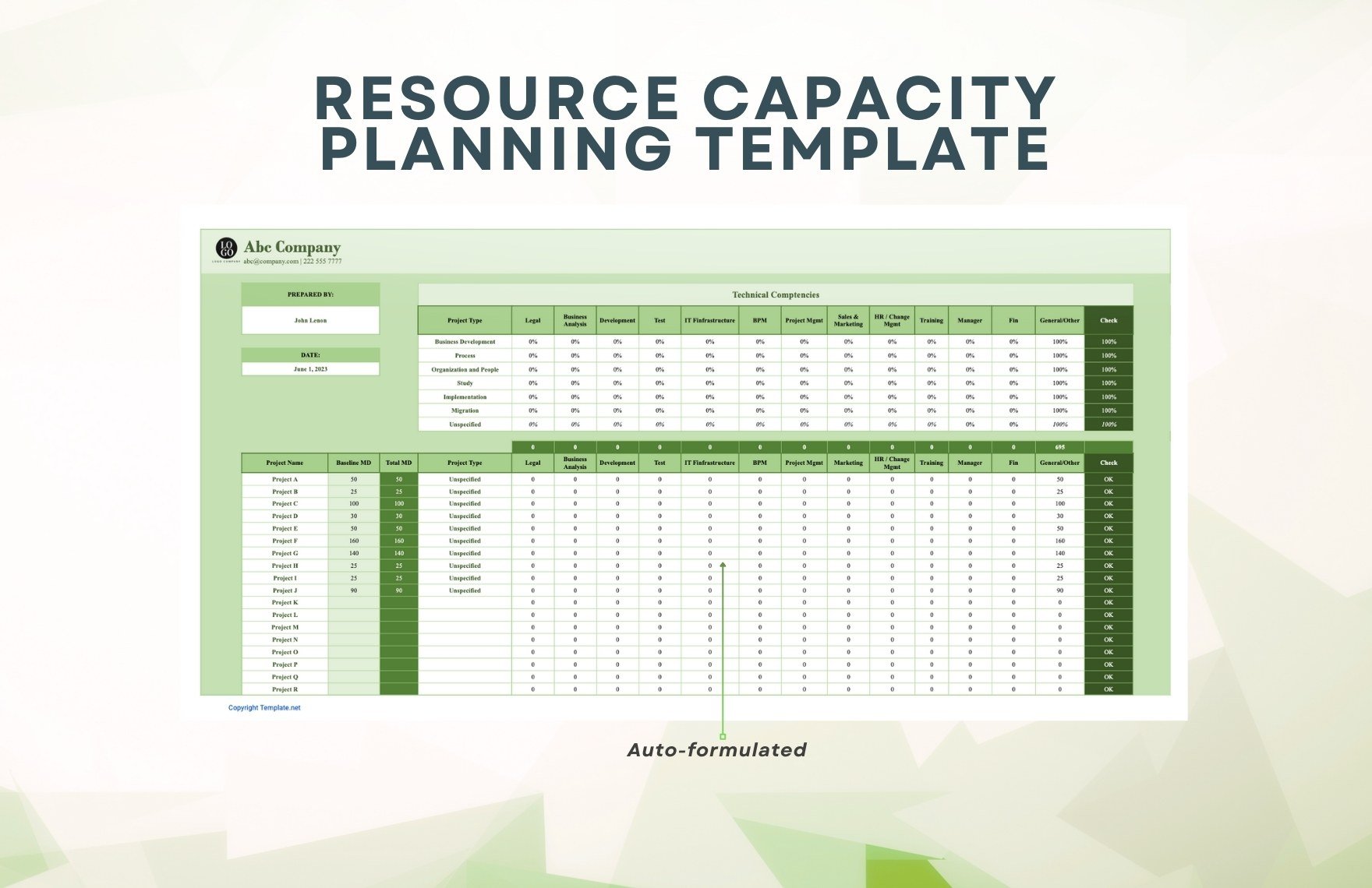 Resource Capacity Planning Template