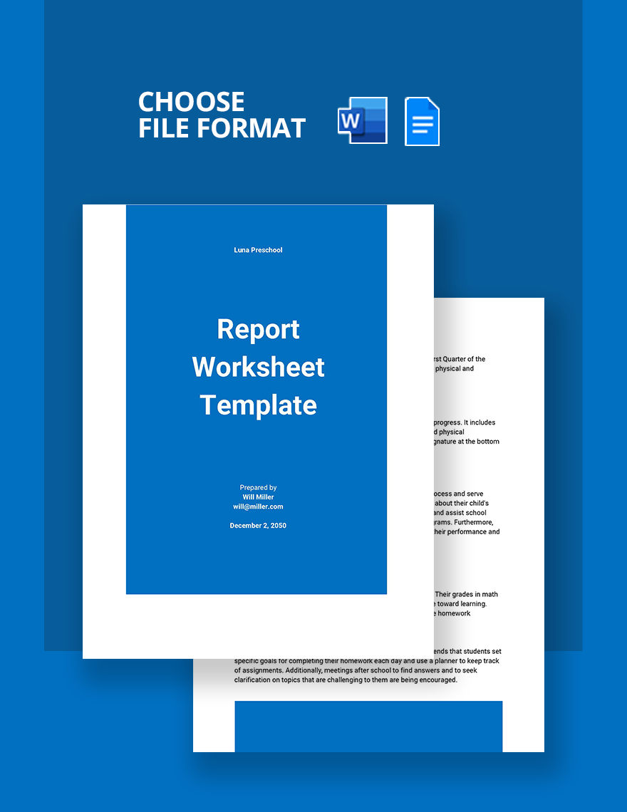 Report Worksheet Template - Word | Template.net