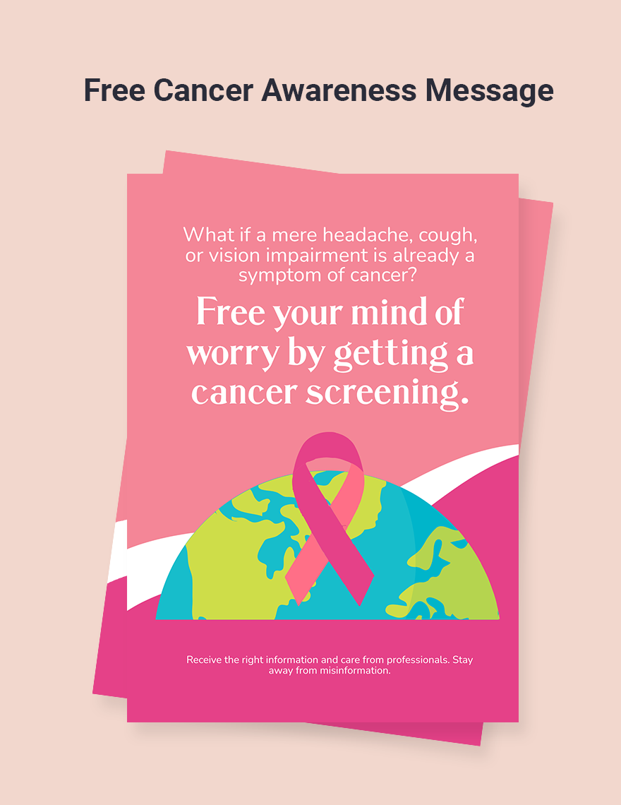 Free Cancer Awareness Message  in Word, Google Docs, Illustrator, PSD, EPS, SVG, PNG, JPEG