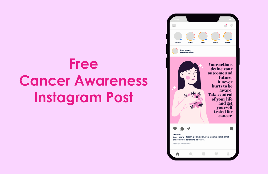 Free Cancer Awareness Instagram Post in Illustrator, PSD, EPS, SVG, JPG, PNG