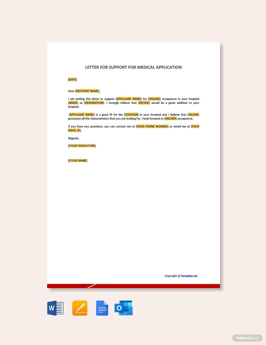 Letter of Support for medical application in Google Docs, Pages, PDF, Word - Download | Template.net