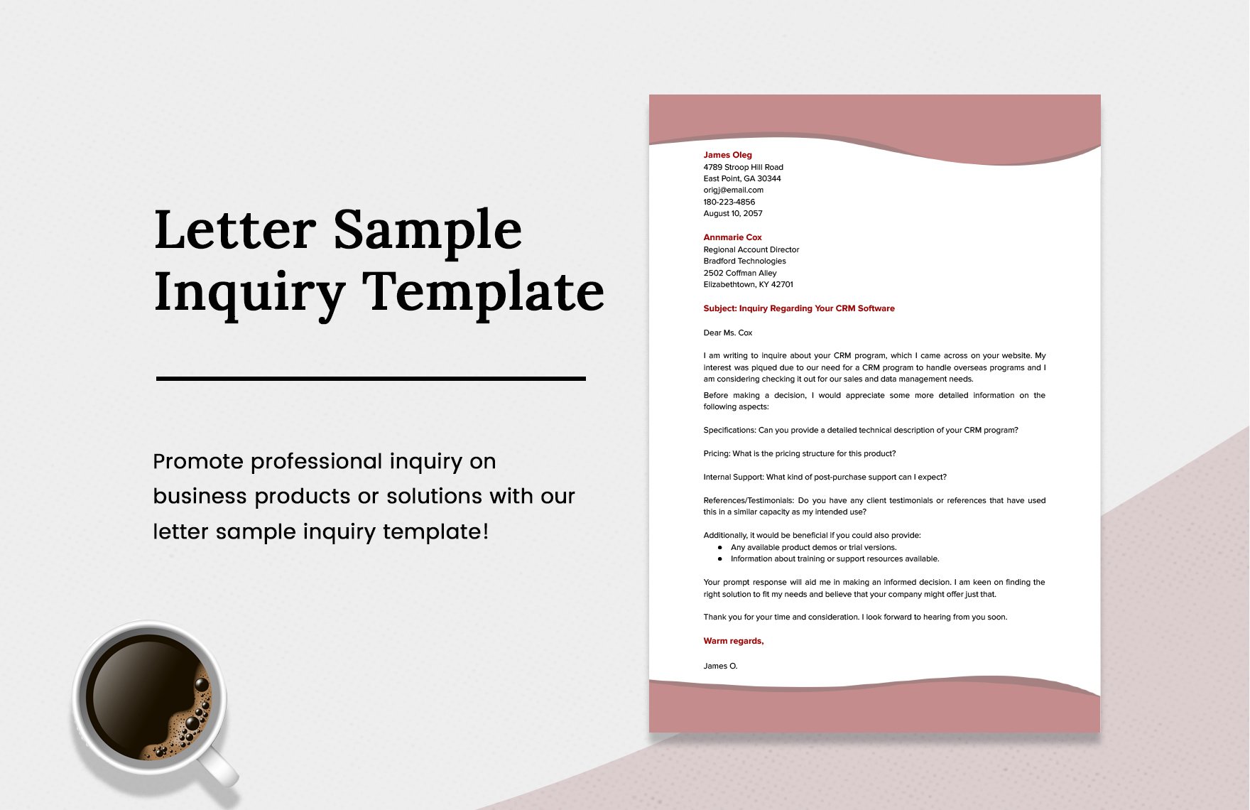Letter Sample Inquiry Template