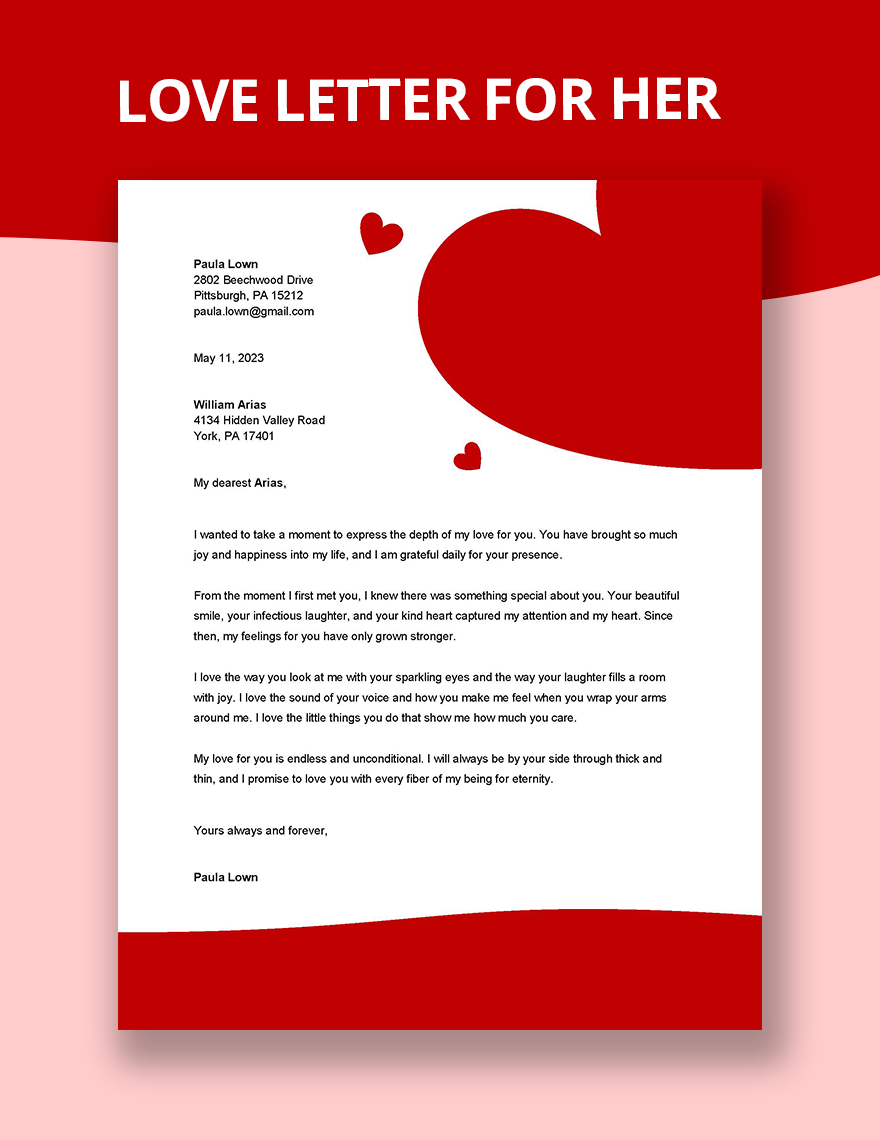 Love Letter Template Word