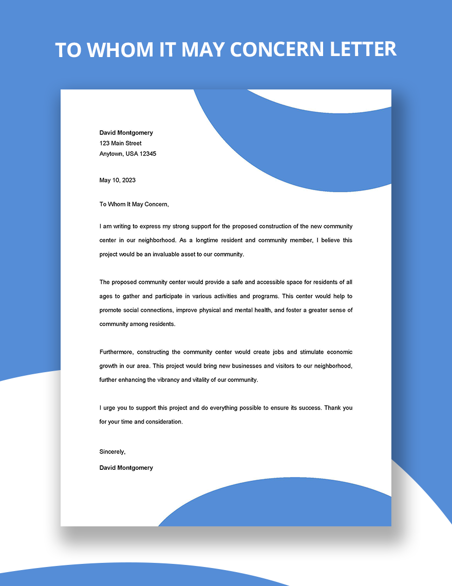 To Whom it May Concern Letter Template