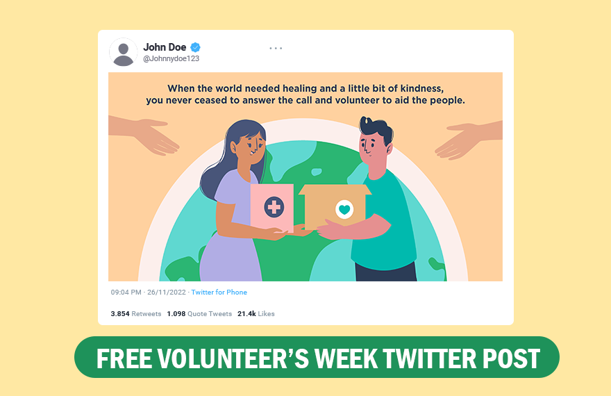 Free Volunteers' Week Twitter Post in Illustrator, PSD, EPS, SVG, JPG, PNG