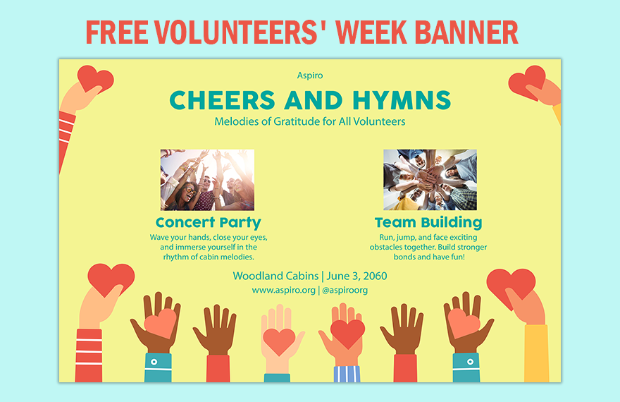 Free Volunteers' Week Banner in Illustrator, PSD, EPS, SVG, JPG, PNG
