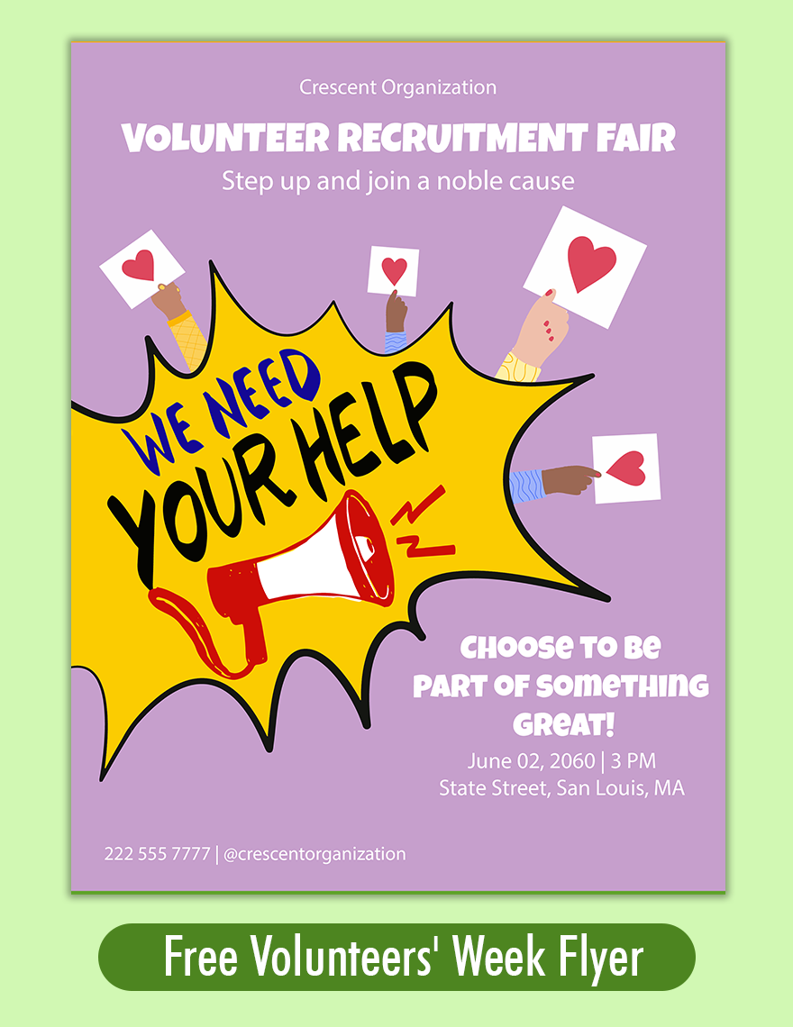 Free Volunteers' Week Flyer in Word, Illustrator, PSD, EPS, SVG, JPG, PNG