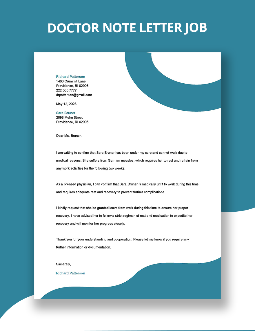 Doctor Note Letter Job Template
