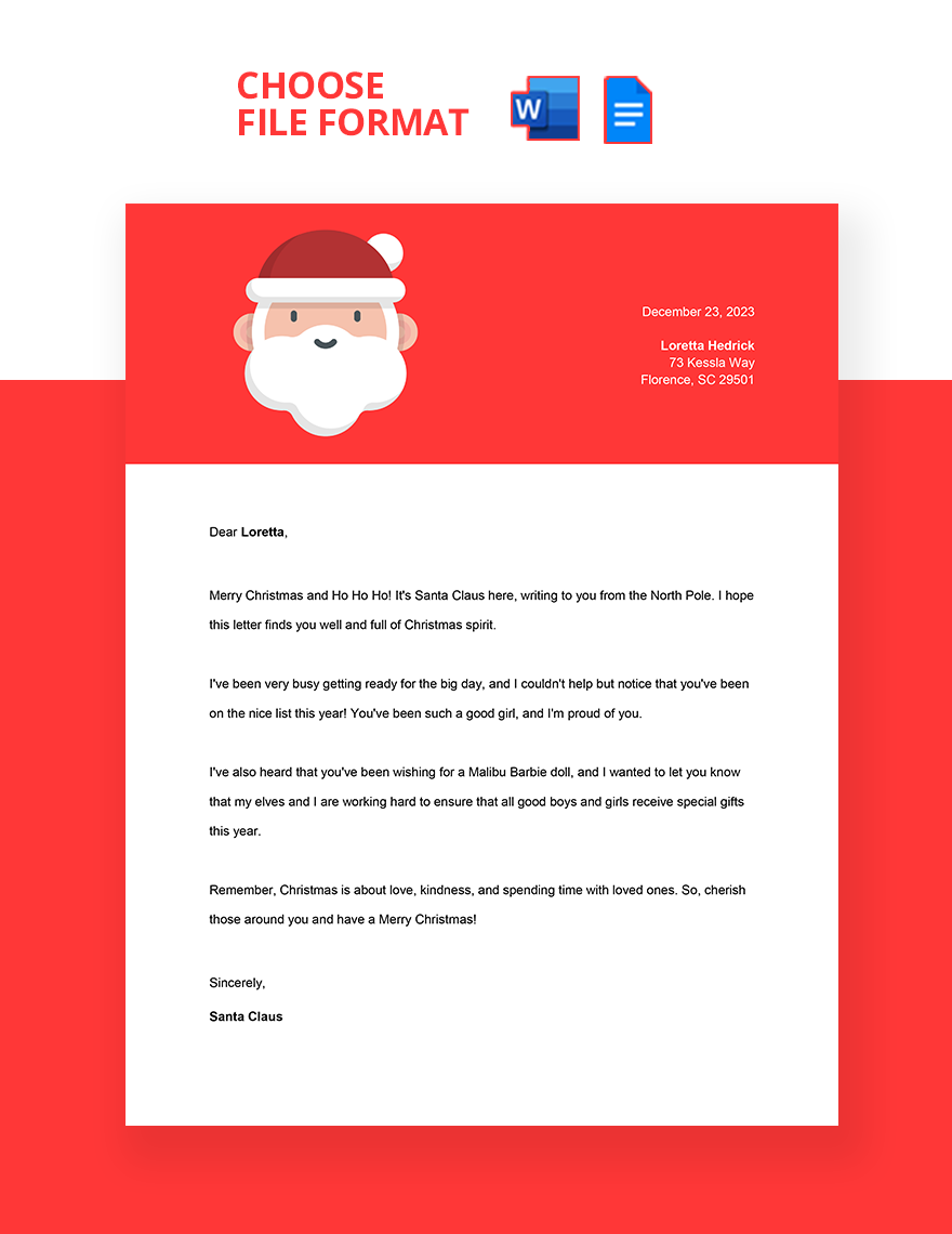 Letter From Santa Template - Word, Google Docs | Template.net