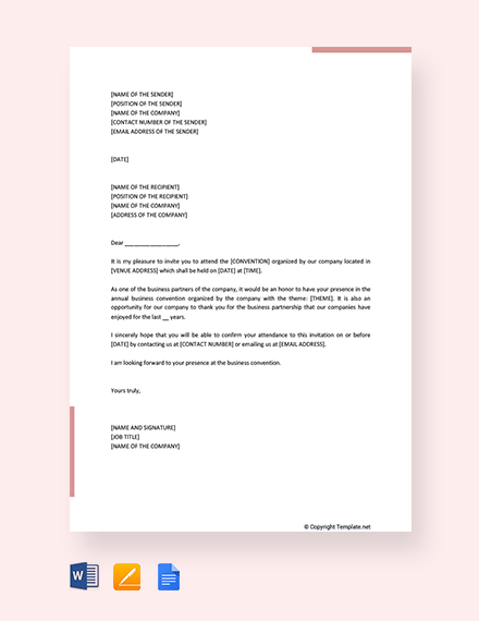 Invitation Letter Templates in Microsoft Word (DOC) | Template.net