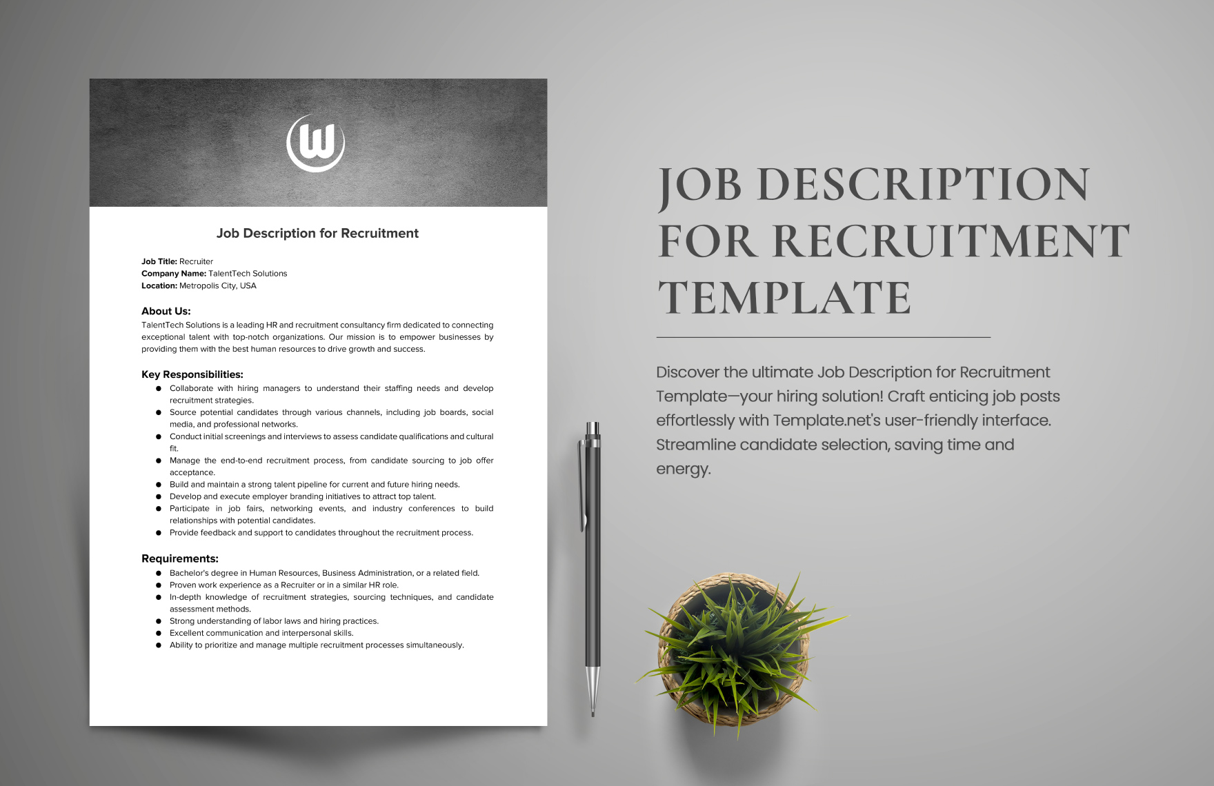 Job Description For Recruitment