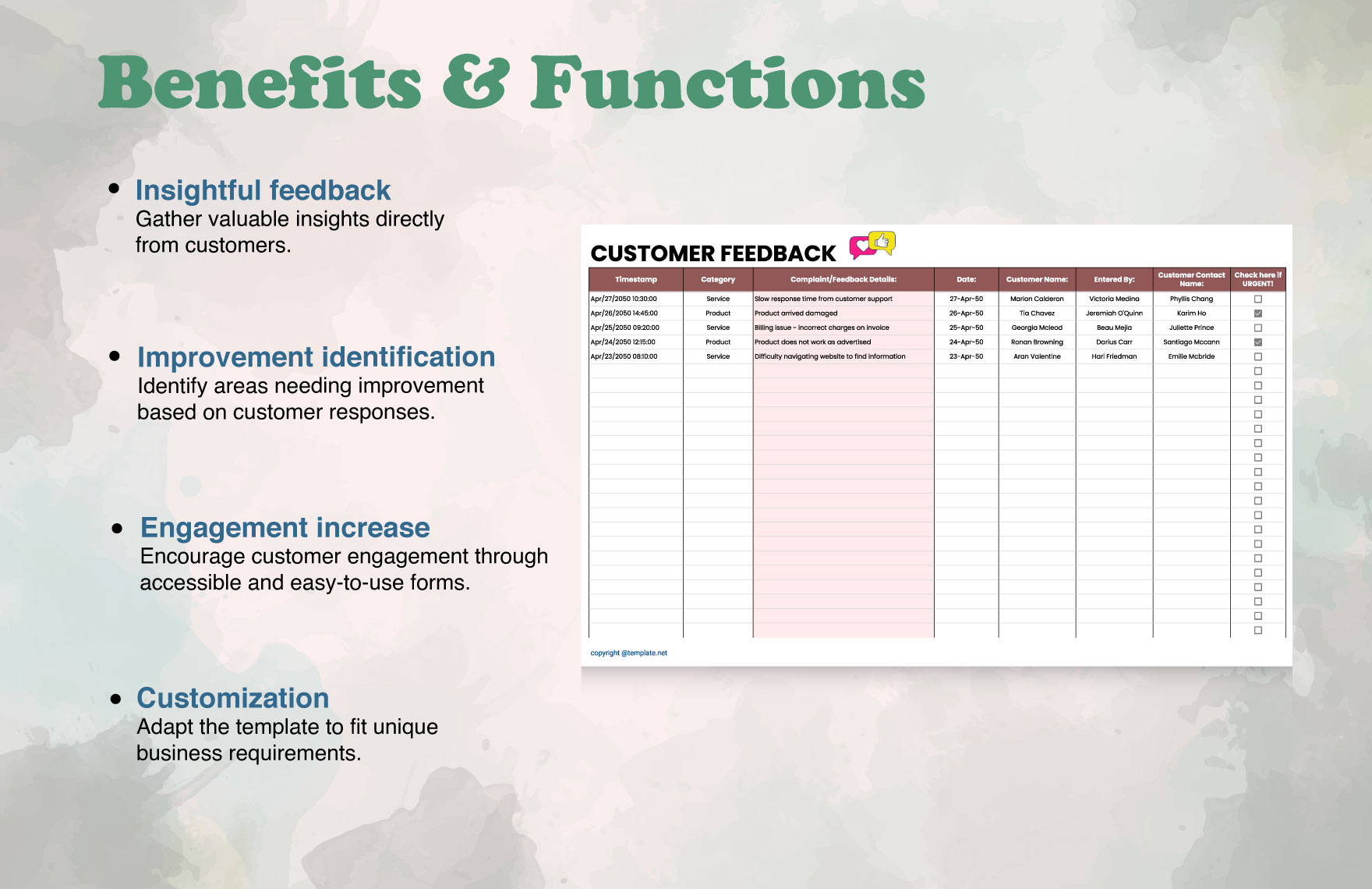 Customer Feedback Form Template