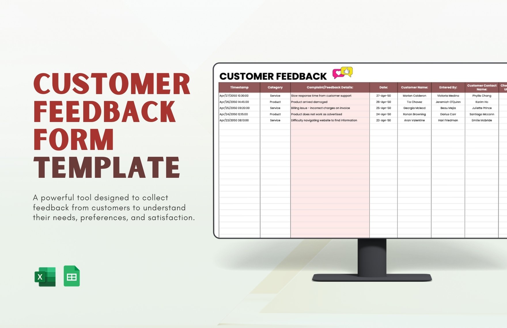 Free Customer Feedback Form Template in Excel, Google Sheets