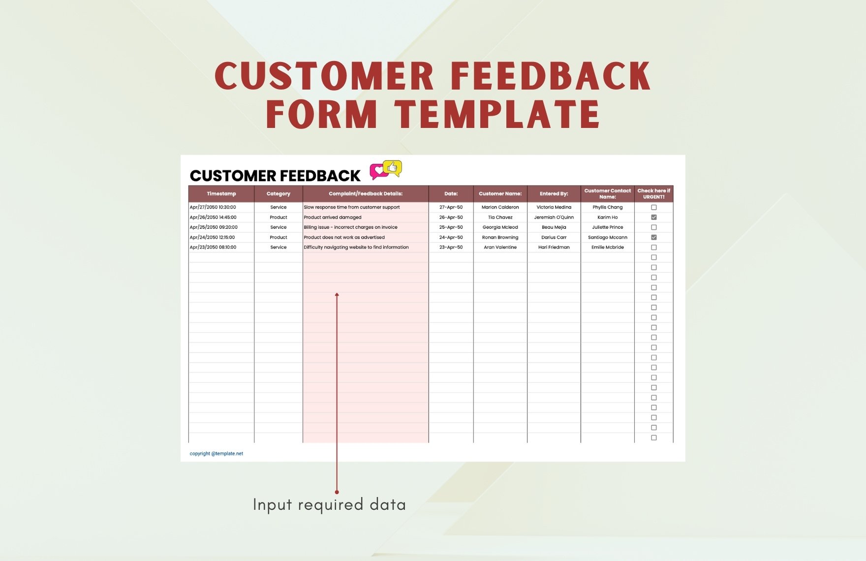 Customer Feedback Form Template