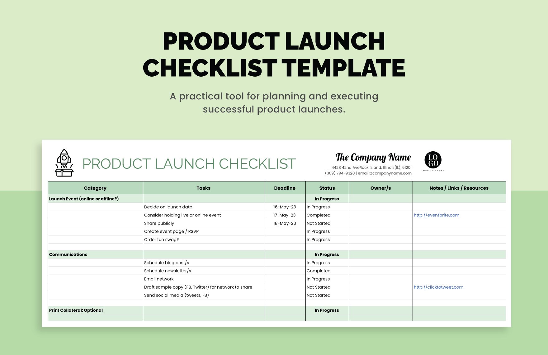 Product Launch Checklist Template