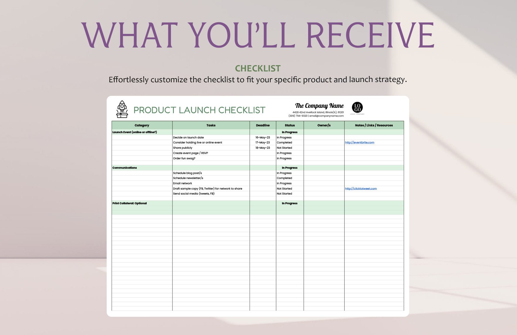 Product Launch Checklist Template