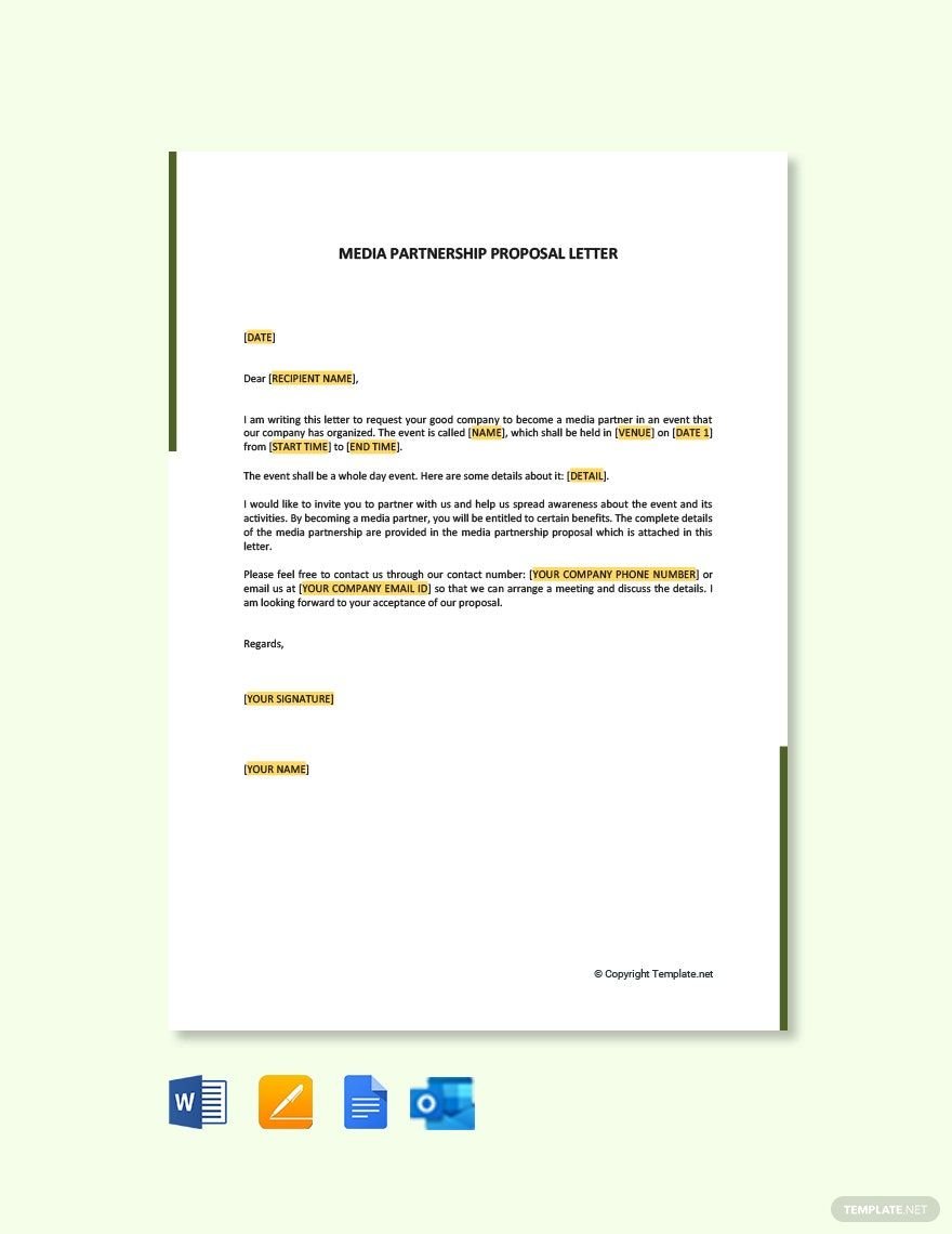 Media Partnership Proposal Letter in Word, Google Docs, PDF, Apple Pages, Outlook