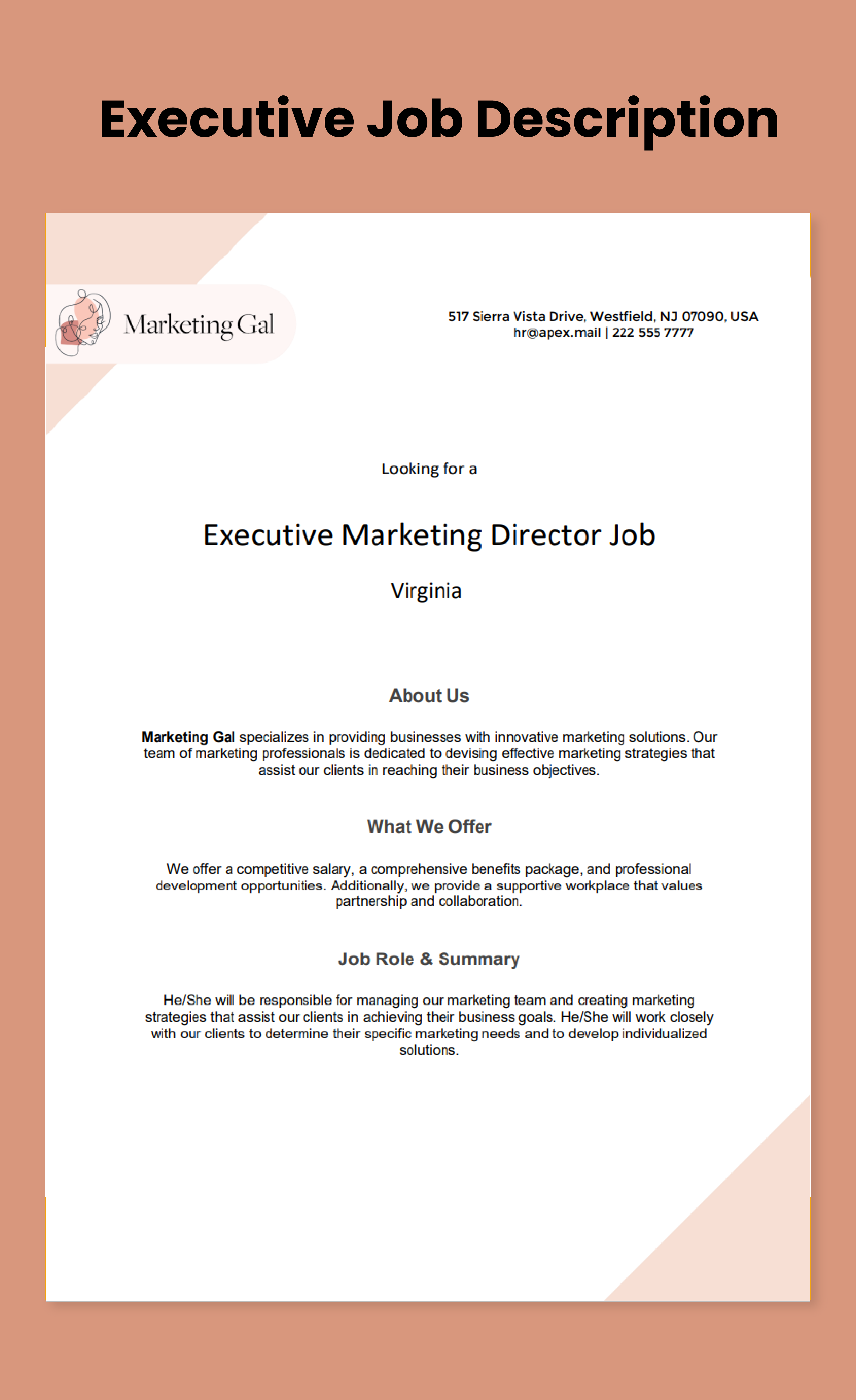 Executive Job Description Template