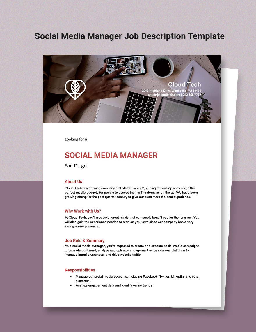 Job Ad Description Word Templates Design Free Download Template