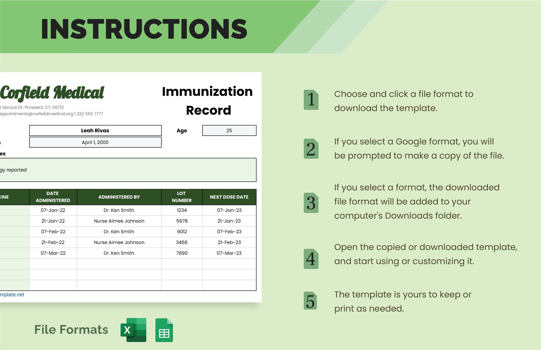 Immunization Record Template