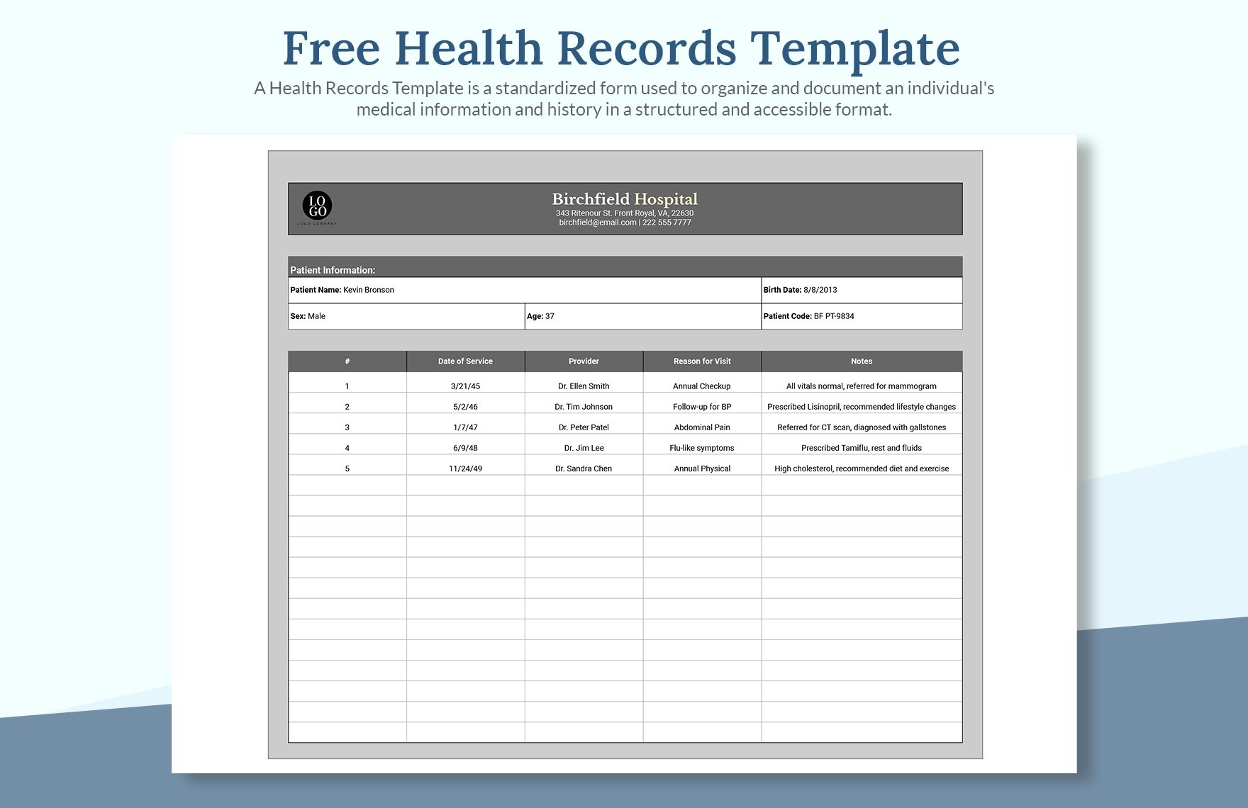 Health Records Template