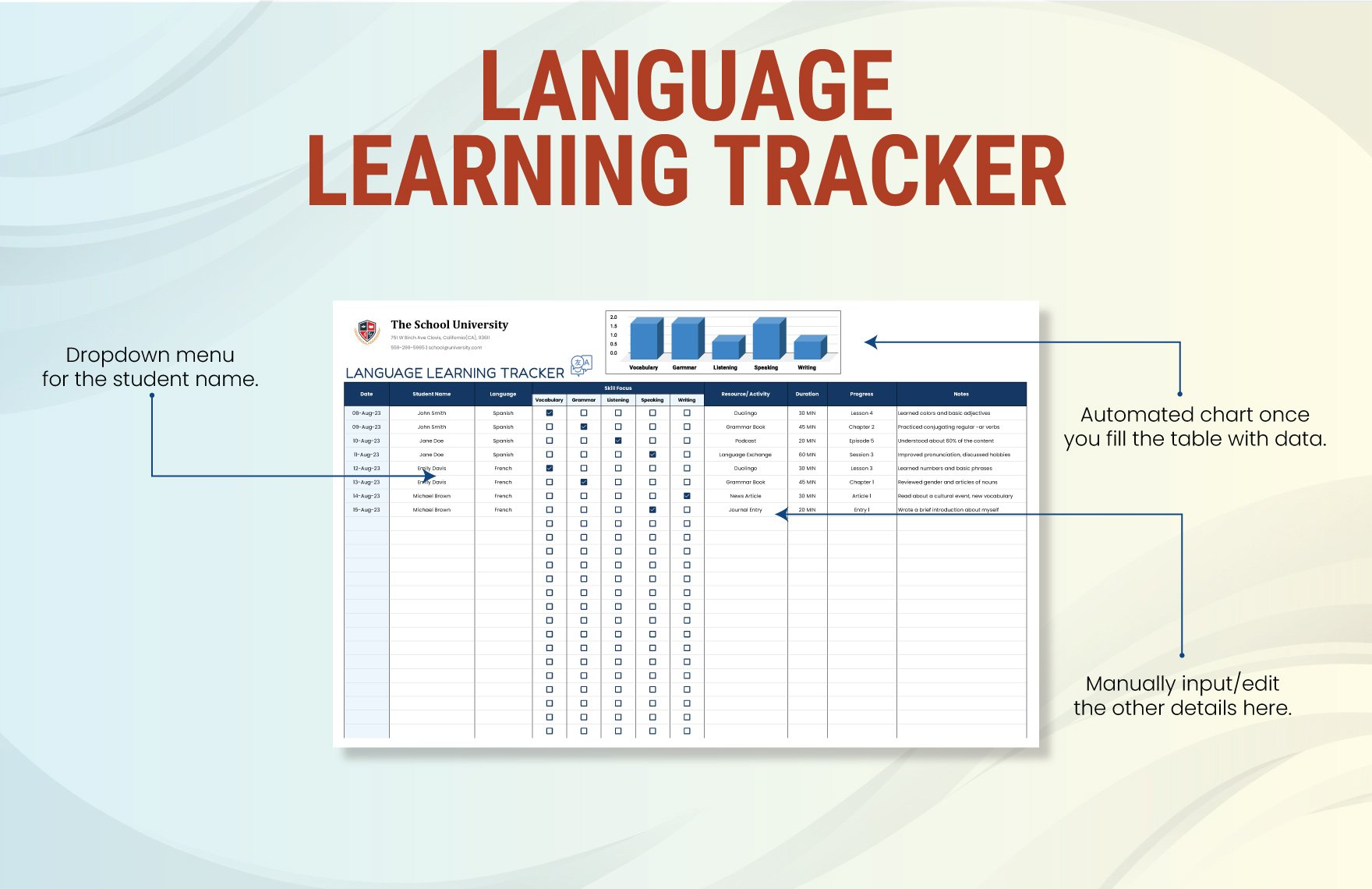 Language Learning Tracker Template