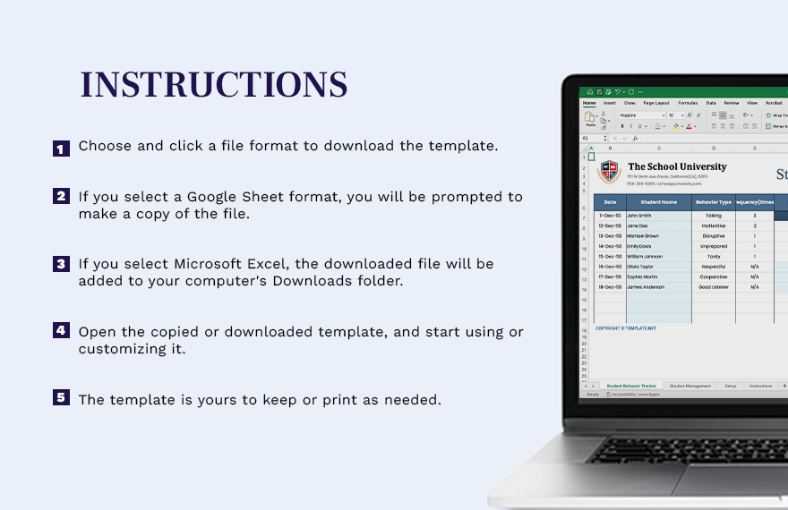 Student Behavior Tracker Template